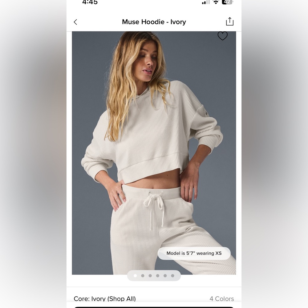 Alo yoga muse cropped hoodie